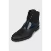 Men's leather boots with perforation