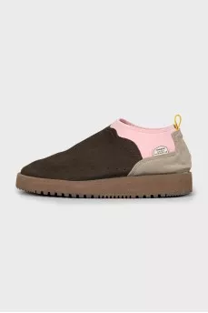 Insulated boots made of suede and textile