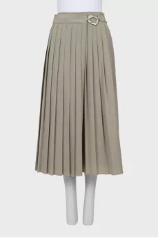 Pleated midi skirt with zipper