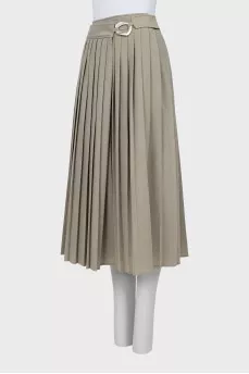 Pleated midi skirt with zipper