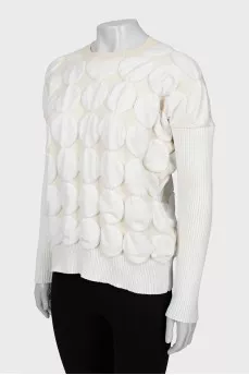 Knitted sweater with ribbed print