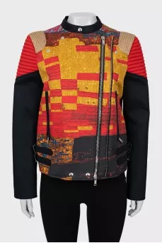 Printed jacket with accent shoulders