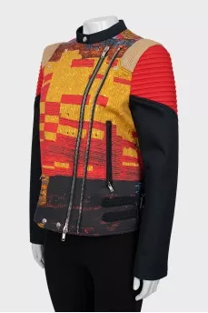 Printed jacket with accent shoulders