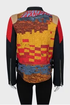 Printed jacket with accent shoulders