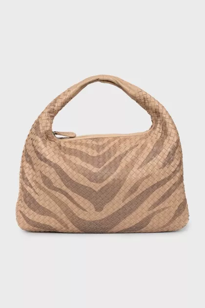 Woven leather hobo bag
