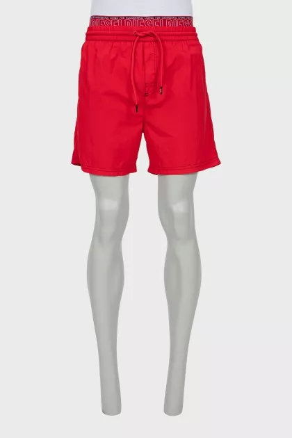Men's red shorts with tag