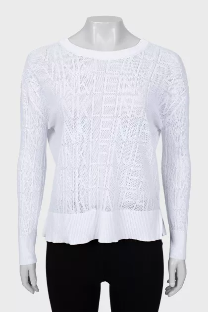 White pullover with perforations