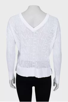 White pullover with perforations