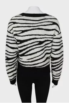 Animal print cropped sweater