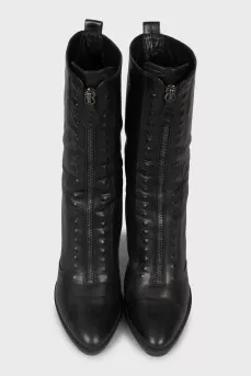 Leather ankle boots with zipper