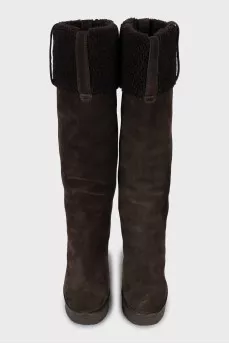 Insulated suede wedge boots