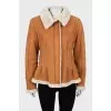 Fitted shearling coat with tag