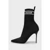 Textile high heel ankle boots