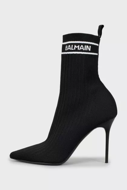 Textile high heel ankle boots