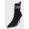 Textile high heel ankle boots