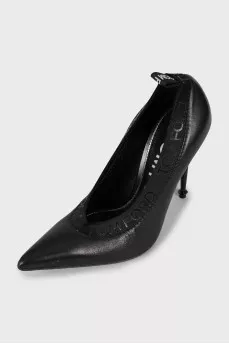 Leather high heels