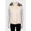 Cashmere vest with fur hood