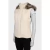 Cashmere vest with fur hood