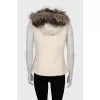 Cashmere vest with fur hood