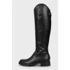 Black boots with embossed leather