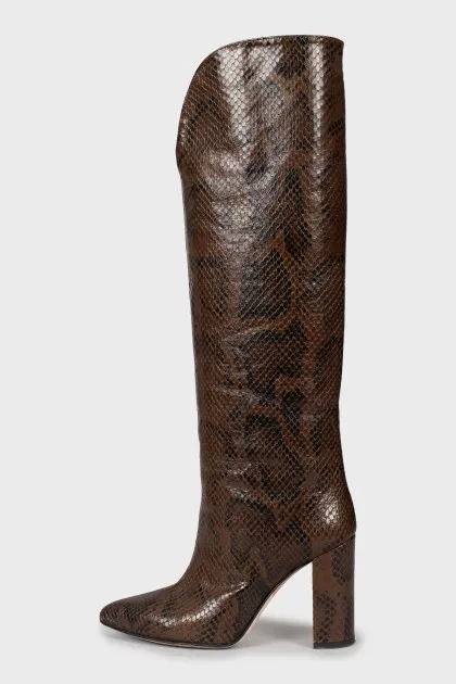 Snakeskin embossed boots