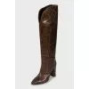 Snakeskin embossed boots