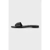 Leather slides with brand logo