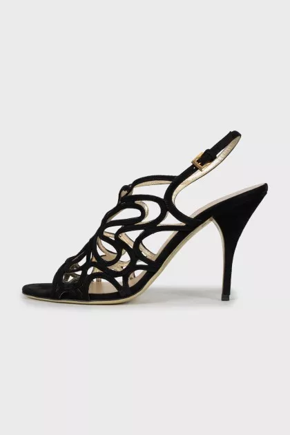 Suede sandals with gold sole