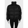 Black jacket with drawstrings at the bottom