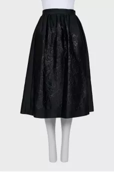Black printed midi skirt