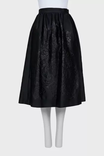 Black printed midi skirt
