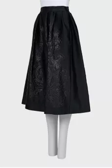 Black printed midi skirt