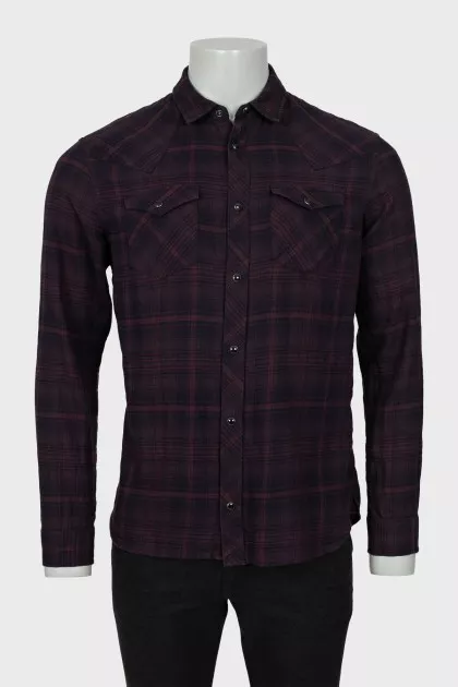 Men's purple checkered shirt