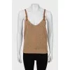 Knitted top with leather straps