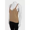 Knitted top with leather straps