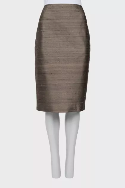 Silk and cotton straight skirt