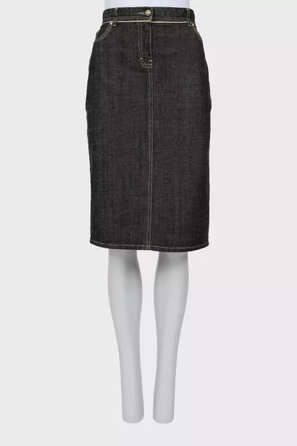 Denim skirt with gold seams