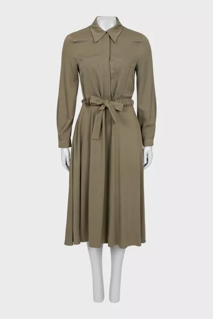 Dark green dress with a belt