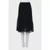 Black silk midi skirt