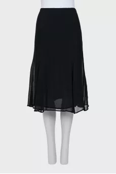Black silk midi skirt