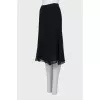 Black silk midi skirt
