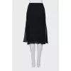 Black silk midi skirt
