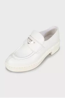 White leather loafers