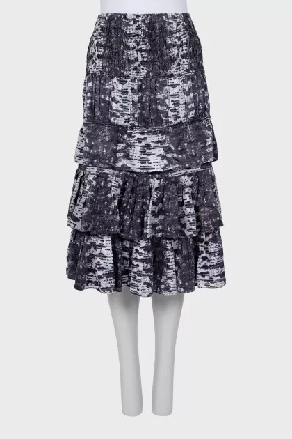Silk midi skirt with ruffles