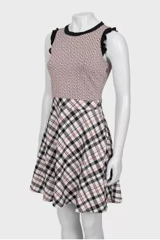 Fitted dress with combined print