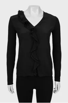 Black blouse with frills
