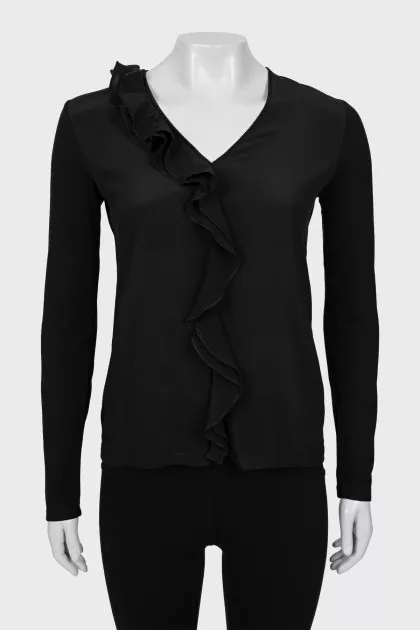 Black blouse with frills
