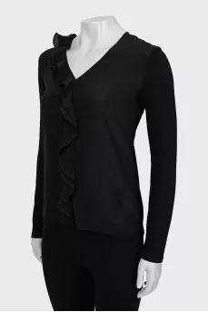 Black blouse with frills