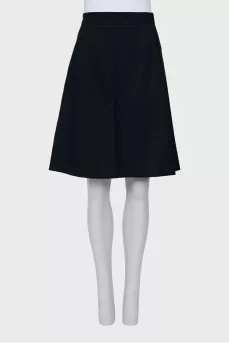 Wool blue A-line skirt