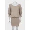 Gray mini dress with 3/4 sleeves